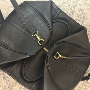 Elegant Black Leather Tote Bag